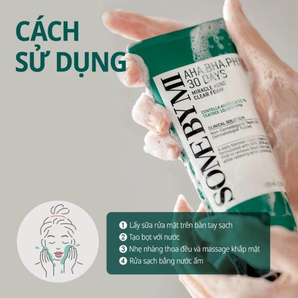 cách sử dụng Some By Mi Aha-Bha-Pha 30 Days Miracle Acne Clear Foam