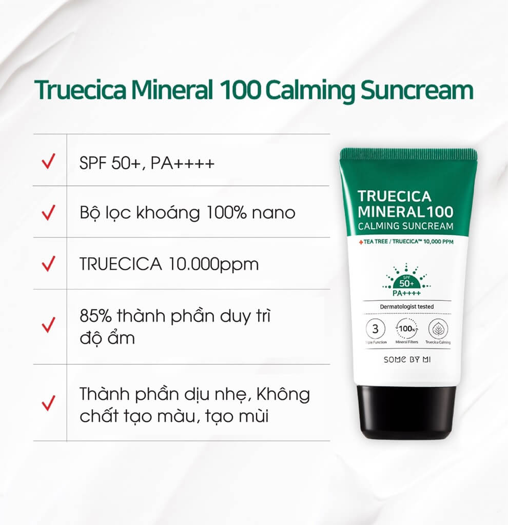 kem chống nắng Truecica Mineral 100 Calming Suncream
